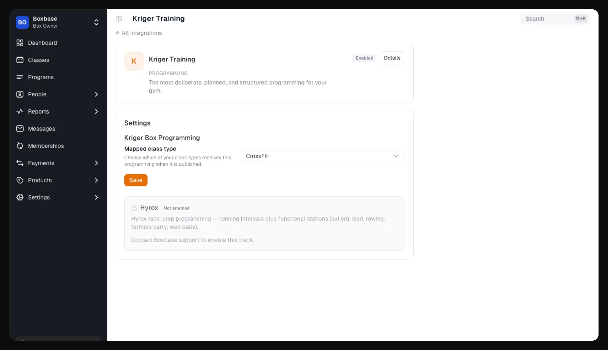 Choosing the class type that receives your Kriger programming