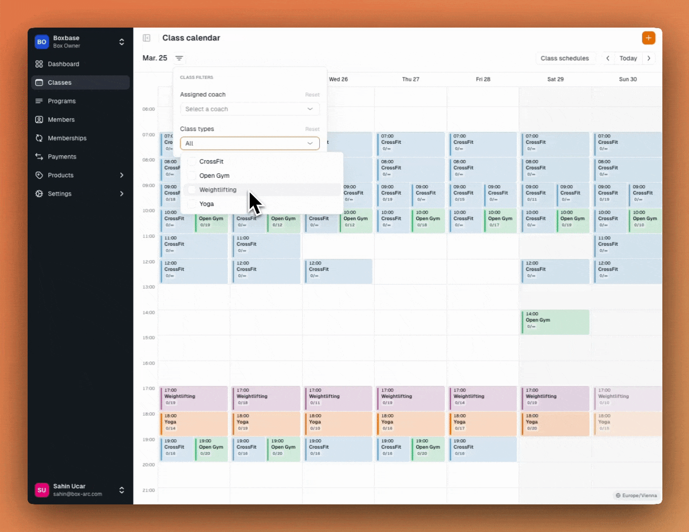 Calendar Filter Functionality