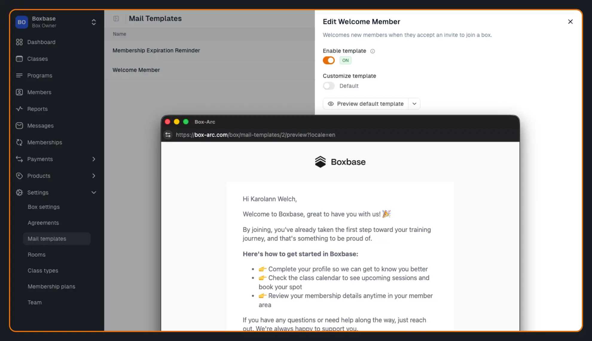 Mail Templates Screenshot