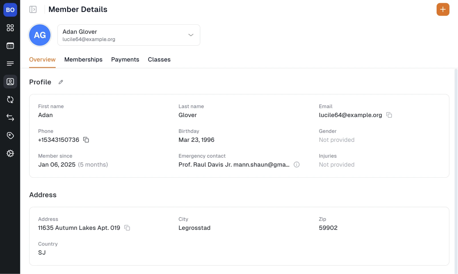 Boxbase member details